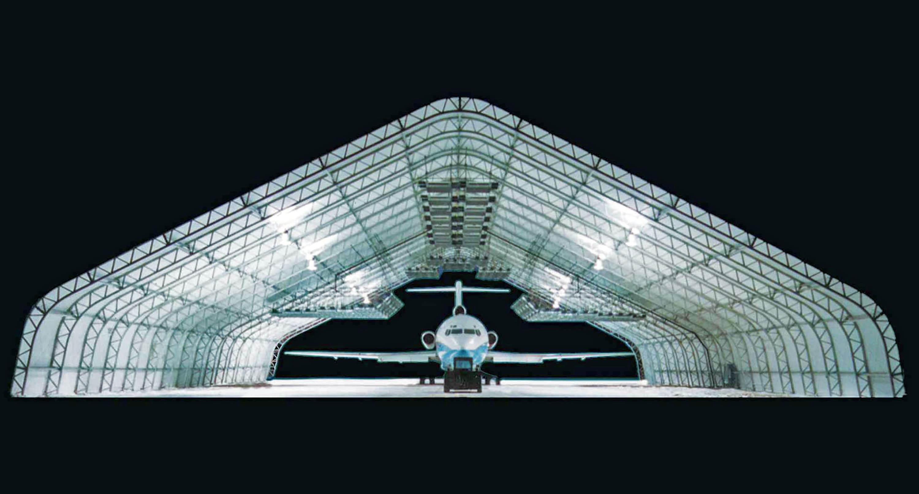 Series D jet hangar — clear span aircraft maintenance facility